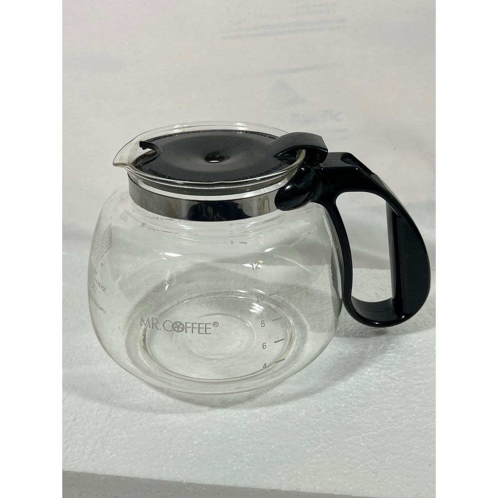 Mr Coffee Glass Coffee Pot Carafe 12 Cup Black Handle Lid Replacement‎